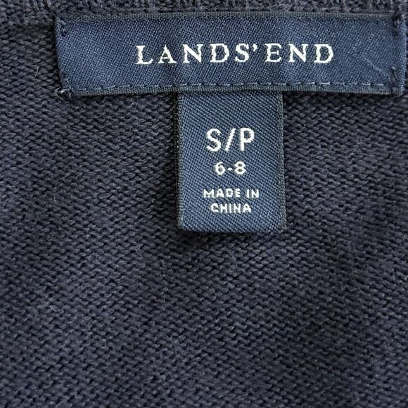 Lands End Sweater Women’s Sm 6-8 Blue White Argyle Cardigan 100% Supima Cotton - Picture 7 of 8